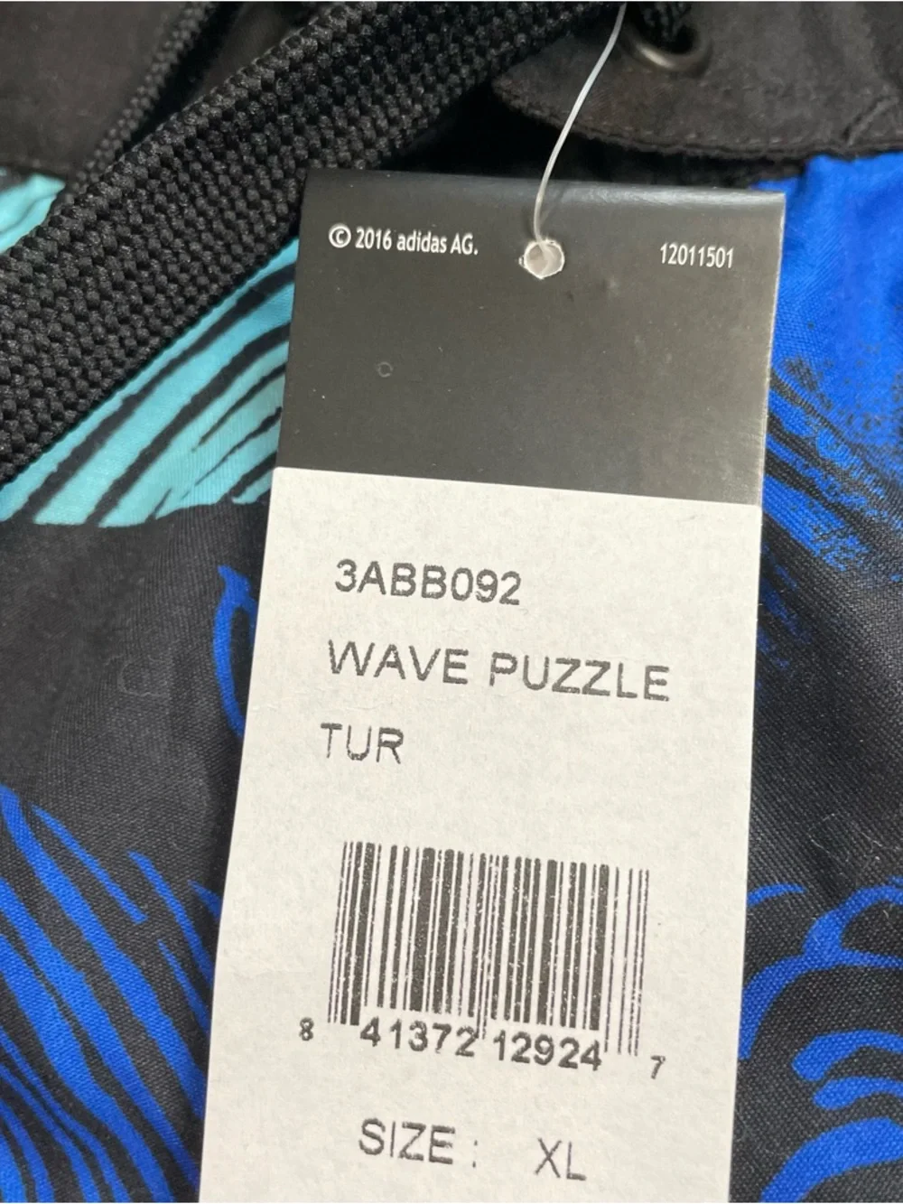 New Adidas Swim Trunks XL Boys Youth Blue Black Wave Pattern With Liner